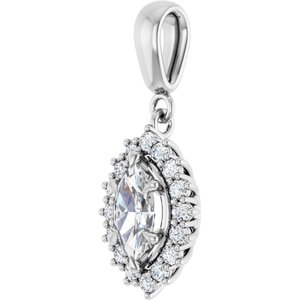 14K White Gold 8x4.5 mm Marquise Pendant Mounting – image 3