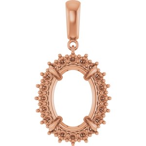 14K Rose Gold 16x12 mm Oval Pendant Mounting – image 2