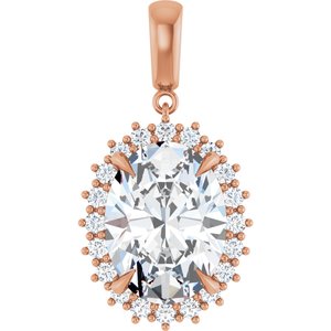 14K Rose Gold 16x12 mm Oval Pendant Mounting
