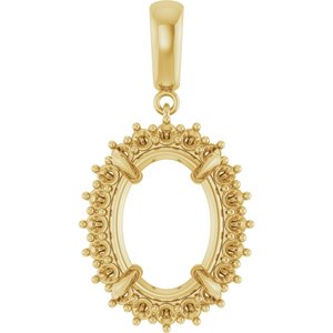 18K Yellow Gold 16x12 mm Oval Pendant Mounting – image 2