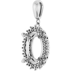 18K White Gold 16x12 mm Oval Pendant Mounting – image 4