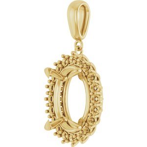 14K Yellow Gold 16x12 mm Oval Pendant Mounting – image 4