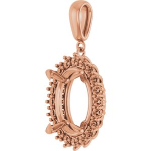 18K Rose Gold 16x12 mm Oval Pendant Mounting – image 4