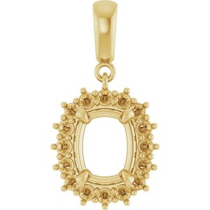 14K Yellow Gold 9x7 mm Elongated Cushion Pendant Mounting – image 2