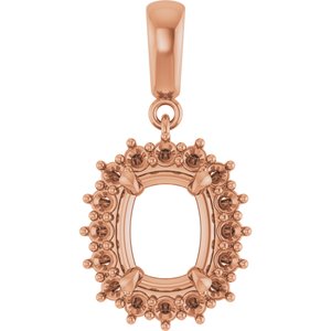 18K Rose Gold 9x7 mm Elongated Cushion Pendant Mounting – image 2
