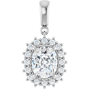 Platinum 9x7 mm Elongated Cushion Pendant Mounting