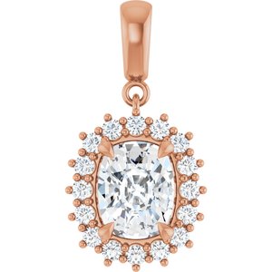 10K Rose Gold 9x7 mm Elongated Cushion Pendant Mounting