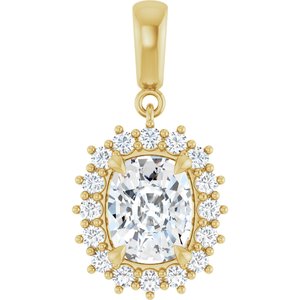 14K Yellow Gold 9x7 mm Elongated Cushion Pendant Mounting