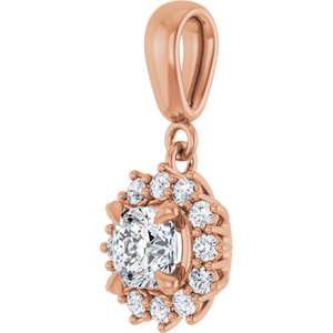 10K Rose Gold 5x5 mm Cushion Pendant Mounting – image 3