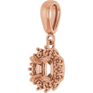 14K Rose Gold 5x5 mm Cushion Pendant Mounting – image 4