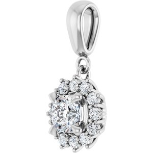 10K White Gold 5x5 mm Cushion Pendant Mounting – image 3