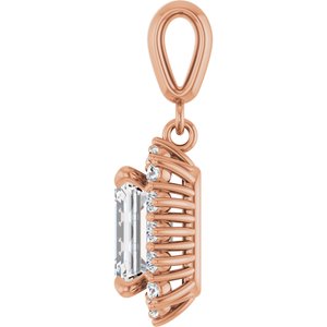 14K Rose Gold 8.5x6.5 mm Emerald Pendant Mounting – image 5