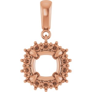 10K Rose Gold 7.5x7.5 mm Cushion Pendant Mounting – image 2