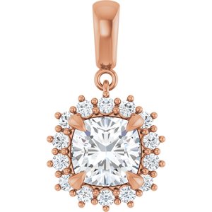 14K Rose Gold 7.5x7.5 mm Cushion Pendant Mounting