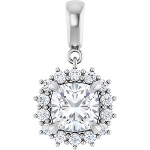 Continuum Sterling Silver 7.5x7.5 mm Cushion Pendant Mounting