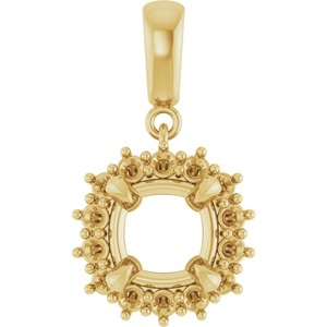14K Yellow Gold 7.5x7.5 mm Cushion Pendant Mounting – image 2