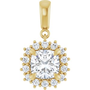 18K Yellow Gold 7.5x7.5 mm Cushion Pendant Mounting