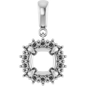 14Kx1 White Gold 7.5x7.5 mm Cushion Pendant Mounting – image 2