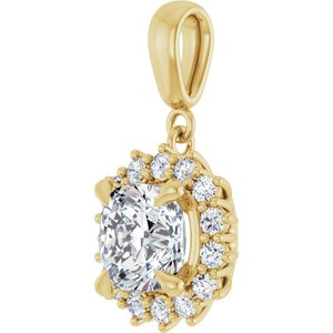 18K Yellow Gold 7.5x7.5 mm Cushion Pendant Mounting – image 3