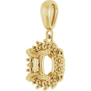 18K Yellow Gold 7.5x7.5 mm Cushion Pendant Mounting – image 4