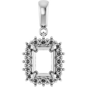 18K White Gold 8x6 mm Emerald Pendant Mounting – image 2