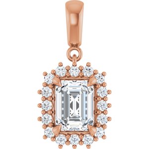 10K Rose Gold 8x6 mm Emerald Pendant Mounting