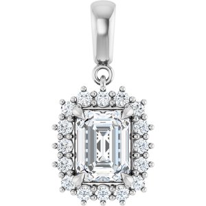 18K White Gold 8x6 mm Emerald Pendant Mounting