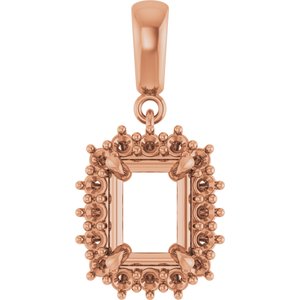 14K Rose Gold 8x6 mm Emerald Pendant Mounting – image 2