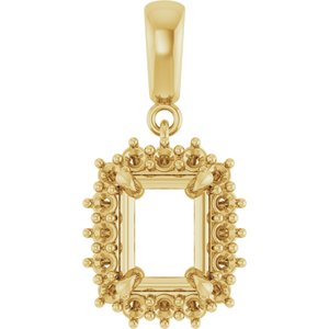 14K Yellow Gold 8x6 mm Emerald Pendant Mounting – image 2