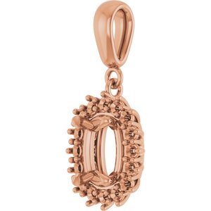 10K Rose Gold 7.5x5.5 mm Elongated Cushion Pendant Mounting – image 4