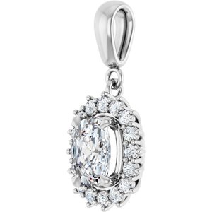 14K White Gold 7.5x5.5 mm Elongated Cushion Pendant Mounting – image 3