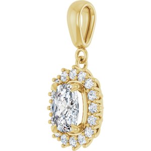 10K Yellow Gold 7.5x5.5 mm Elongated Cushion Pendant Mounting – image 3