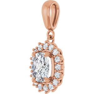 10K Rose Gold 7.5x5.5 mm Elongated Cushion Pendant Mounting – image 3