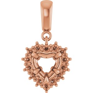 10K Rose Gold 6x6 mm Heart Pendant Mounting – image 2