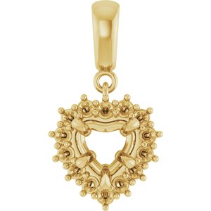 10K Yellow Gold 6x6 mm Heart Pendant Mounting – image 2