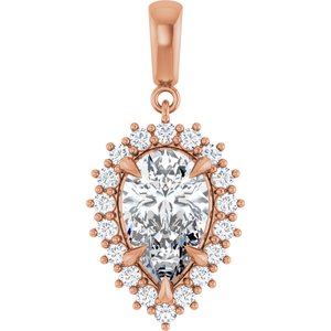 14K Rose Gold 12x7.5 mm Pear Pendant Mounting