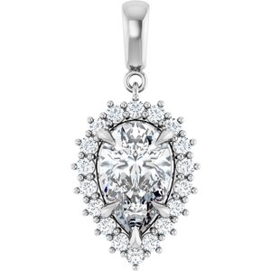 10K White Gold 12x7.5 mm Pear Pendant Mounting