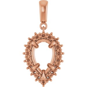 10K Rose Gold 12x7.5 mm Pear Pendant Mounting – image 2