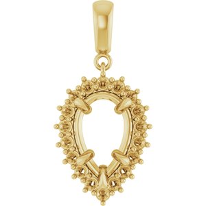 10K Yellow Gold 12x7.5 mm Pear Pendant Mounting – image 2