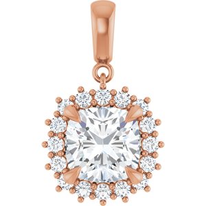 10K Rose Gold 9x9 mm Cushion Pendant Mounting