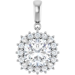 18K White Gold 9x9 mm Cushion Pendant Mounting