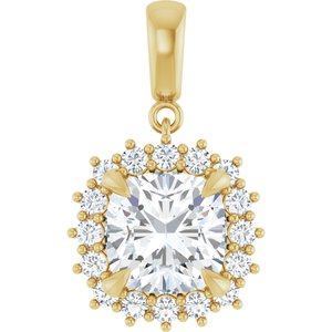 18K Yellow Gold 9x9 mm Cushion Pendant Mounting