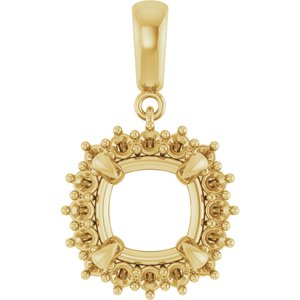 10K Yellow Gold 9x9 mm Cushion Pendant Mounting – image 2