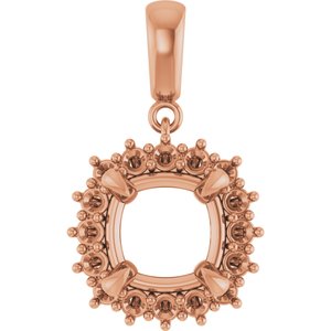 18K Rose Gold 9x9 mm Cushion Pendant Mounting – image 2