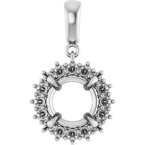 14K White Gold 9.4 mm Round Pendant Mounting – image 2
