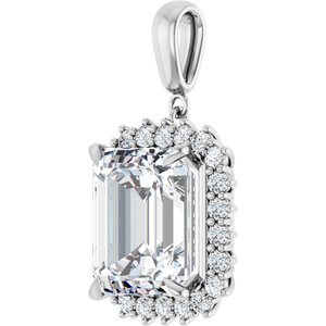 Sterling Silver 14x12 mm Emerald Pendant Mounting – image 3