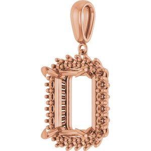 18K Rose Gold 14x12 mm Emerald Pendant Mounting – image 4