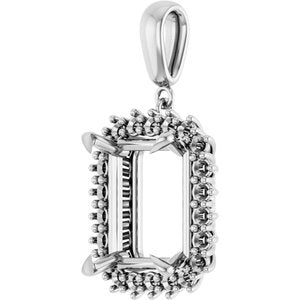 14K White Gold 14x12 mm Emerald Pendant Mounting – image 4