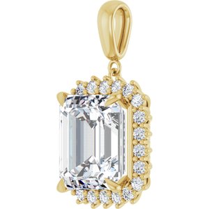 10K Yellow Gold 14x12 mm Emerald Pendant Mounting – image 3