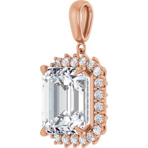 18K Rose Gold 14x12 mm Emerald Pendant Mounting – image 3